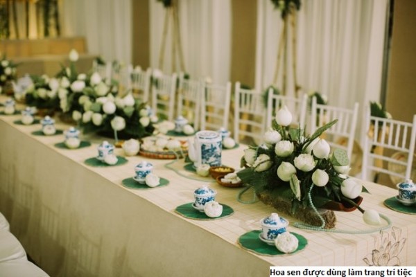 Hoa sen được dùng làm trang trí tiệc cưới